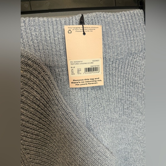 Missguided Knit Lounge Set – Blue Ribbed, NWT Pants, Top w/ Minor Flaw, Size 6/8 - Picture 5 of 12